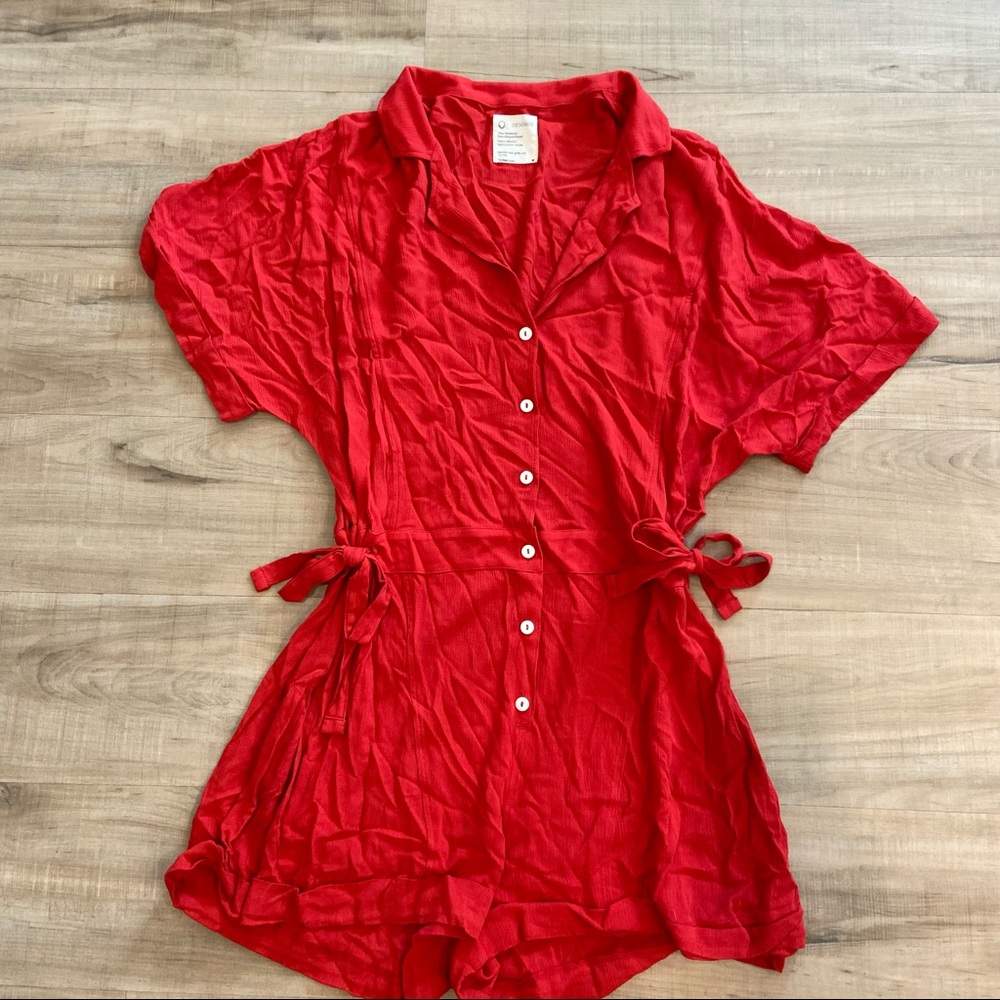 For Days Short Sleeve Utility Romper Red Size Medium